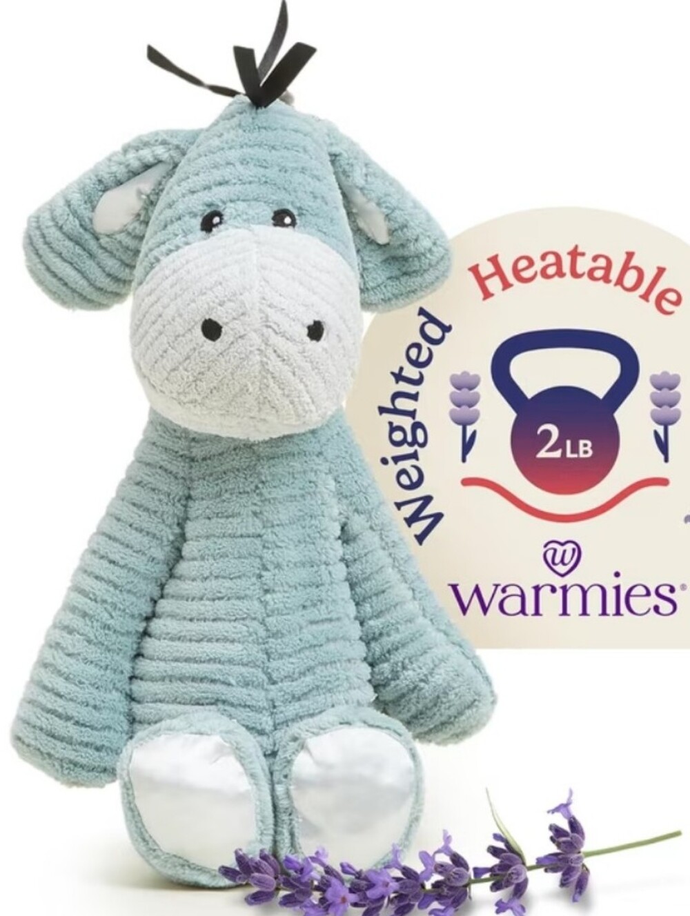 Warmies Stuffed Microwaveable/Chillable Weighted Animal - Teal Donkey